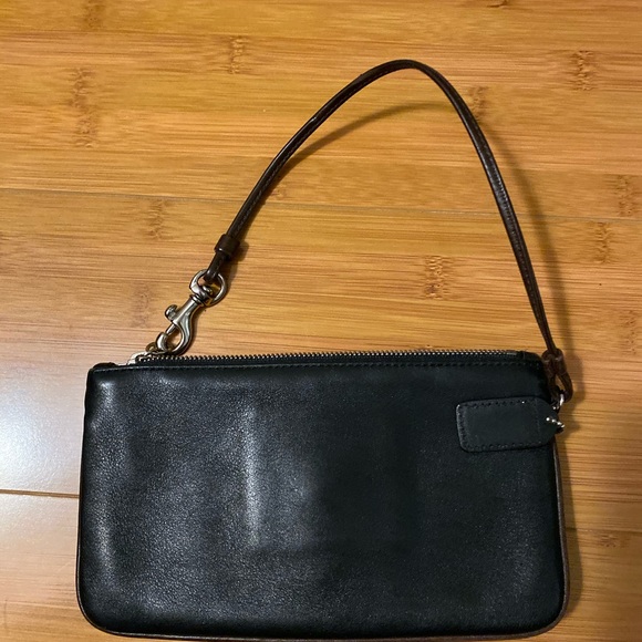 Coach Black wristlet w/ brown trim - Picture 2 of 5